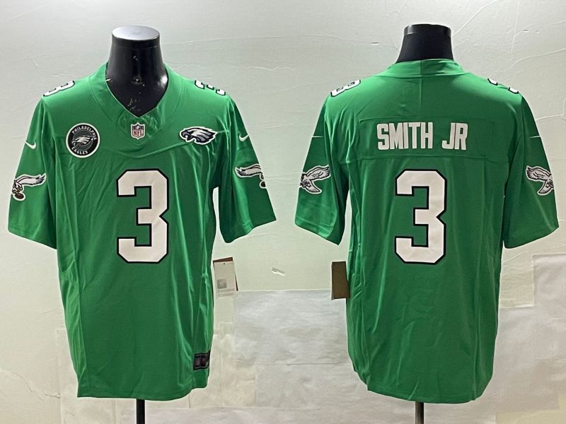 Men Philadelphia Eagles #3 Smith jr Green three generations 2025 Nike Vapor Limited NFL Jersey style 5
